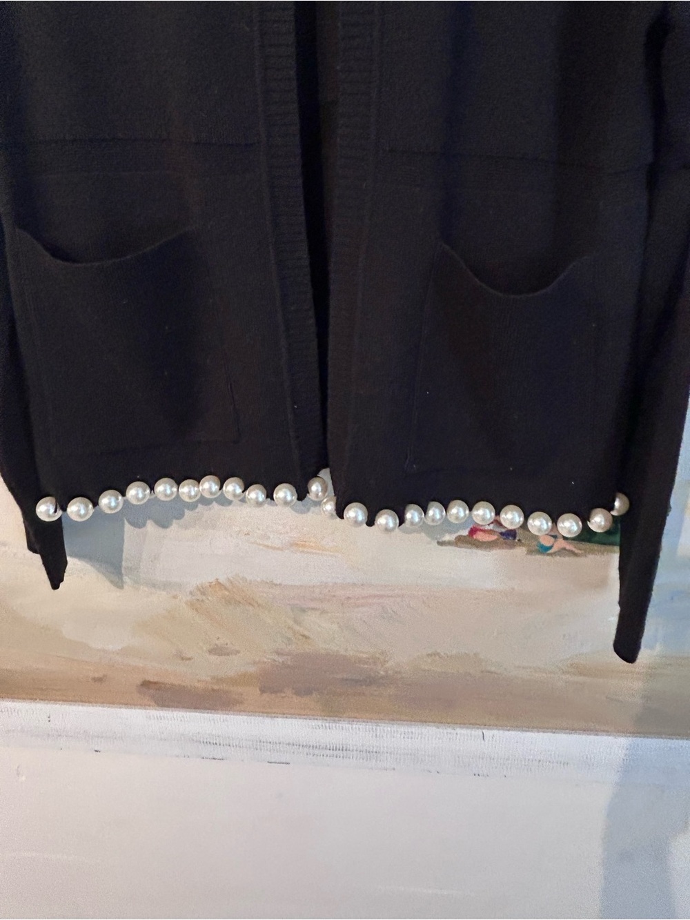 Italian designer  Maria Grazia Severi Black Pearl-Trim  Cardigan & gloves. - Picture 2 of 4
